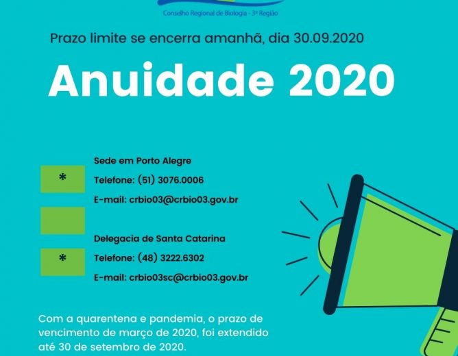 Anuidades 2020: Prazo limite se encerra amanhã